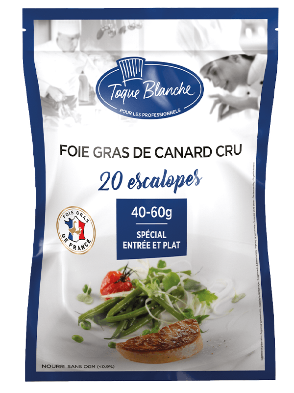 20 ESCALOPES DE FOIE GRAS DE CANARD CRU 40/60g