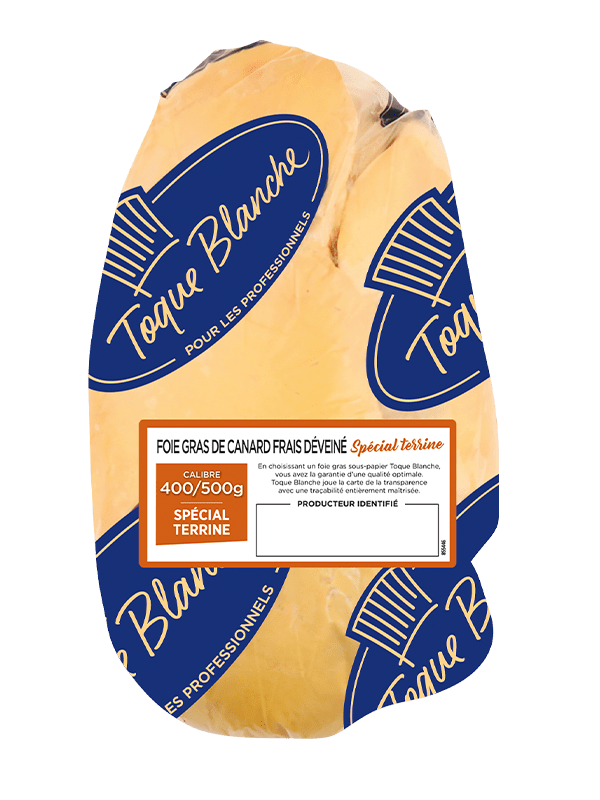 Toque Blanche Foie gras de canard cru déveiné sous papier